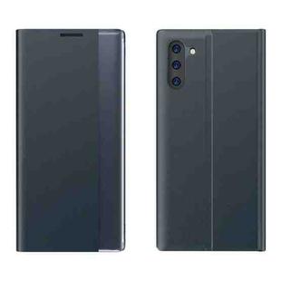 For Galaxy Note 10 Side Display Magnetic Horizontal Flip Plain Texture Cloth + PC Case with Holder & Sleep / Wake-up Function(Dark Blue)