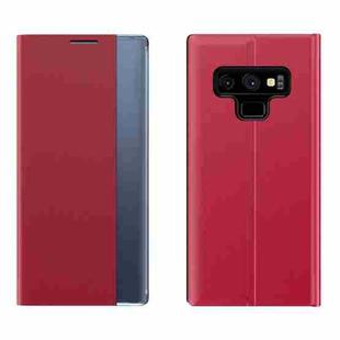 For Galaxy Note 9 Side Display Magnetic Horizontal Flip Plain Texture Cloth + PC Case with Holder & Sleep / Wake-up Function (Red)