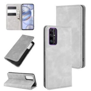 For Huawei Honor 30 Retro-skin Business Magnetic Suction Leather Case with Holder & Card Slots & Wallet(Grey)