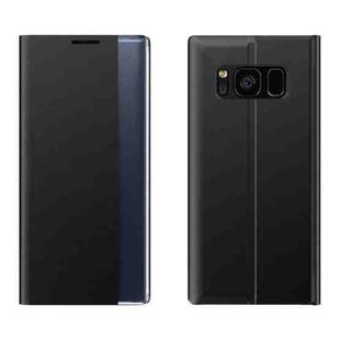 For Galaxy S10 Side Display Magnetic Horizontal Flip Plain Texture Cloth + PC Case with Holder & Sleep / Wake-up Function(Black)