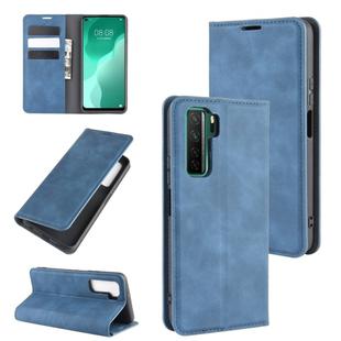 For Huawei Nova 7 SE Retro-skin Business Magnetic Suction Leather Case with Holder & Card Slots & Wallet(Dark Blue)