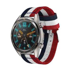 22mm For Huawei Watch GT2e GT2 46mm Nylon single ring strap(Red White Blue)