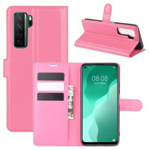 For Huawei Nova 7 SE Litchi Texture Horizontal Flip Protective Case with Holder & Card Slots & Wallet(Rose red)