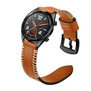 22mm For Huawei Watch GT2e GT2 46mm Leather Watch Band(Brown)
