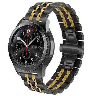 22mm For Huawei Watch GT2e GT2 46mm Seven Stainless Steel Watch Band(Black gold)