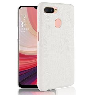 For Oppo A12 Shockproof Crocodile Texture PC + PU Case(White)