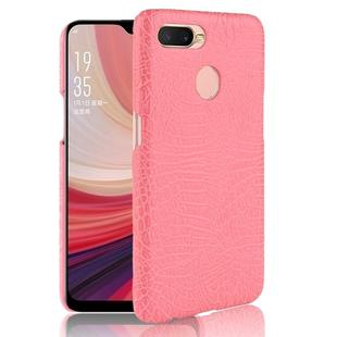 For Oppo A12 Shockproof Crocodile Texture PC + PU Case(Pink)