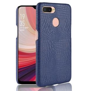 For Oppo A12 Shockproof Crocodile Texture PC + PU Case(Blue)