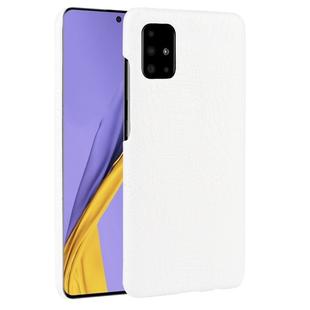 For Galaxy A71 5G Shockproof Crocodile Texture PC + PU Case(White)