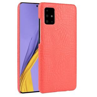 For Galaxy A71 5G Shockproof Crocodile Texture PC + PU Case(Red)