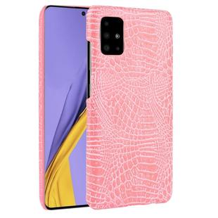 For Galaxy A71 5G Shockproof Crocodile Texture PC + PU Case(Pink)