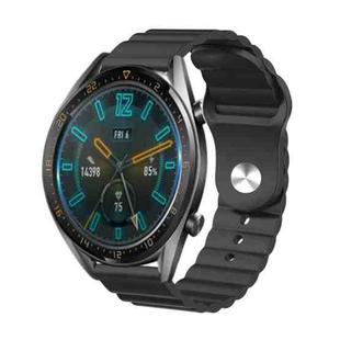 22mm For Huawei Watch GT2e / GT2 46mm Reverse Buckle Wave Silicone Watch Band(Black)