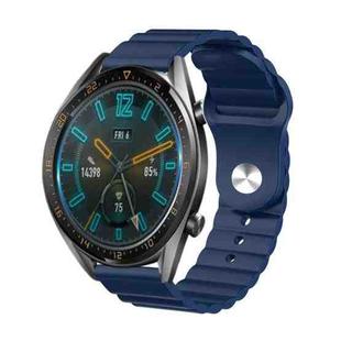 22mm For Huawei Watch GT2e / GT2 46mm Reverse Buckle Wave Silicone Watch Band(Blue)