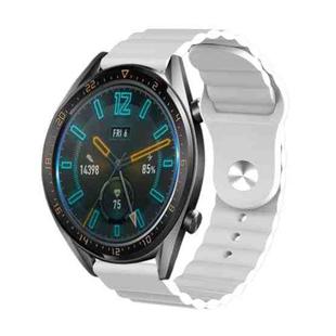 22mm For Huawei Watch GT2e / GT2 46mm Reverse Buckle Wave Silicone Watch Band(White)