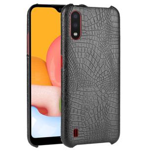 For Galaxy A01 Shockproof Crocodile Texture PC + PU Case(Black)