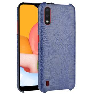 For Galaxy A01 Shockproof Crocodile Texture PC + PU Case(Blue)