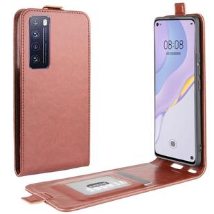 For Huawei Nova 7 Pro 5G R64 Texture Single Vertical Flip Leather Protective Case with Card Slots & Photo Frame(Brown)