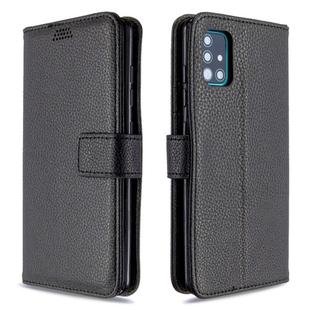 For Galaxy A51 Litchi Texture Horizontal Flip Leather Case with Holder & Card Slots & Wallet & Photo Frame(Black)