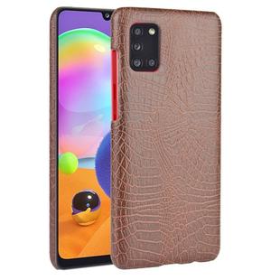 For Galaxy A31 Shockproof Crocodile Texture PC + PU Case(Brown)