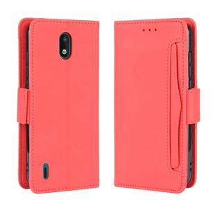 For Nokia 1.3 Wallet Style Skin Feel Calf Pattern Leather Case ，with Separate Card Slot(Red)