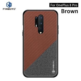 For Oneplus 8 Pro PINWUYO Rong Series  Shockproof PC + TPU+ Chemical Fiber Cloth Protective Cover(Brown)