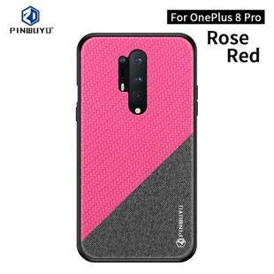For Oneplus 8 Pro PINWUYO Rong Series  Shockproof PC + TPU+ Chemical Fiber Cloth Protective Cover(Red)