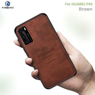 For Huawei P40 PINWUYO Zun Series PC + TPU + Skin Waterproof And Anti-fall All-inclusive Protective Shell(Brown)