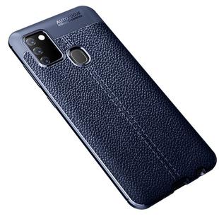 For Galaxy A21s Litchi Texture TPU Shockproof Case(Navy Blue)