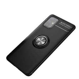 For Galaxy A71 5G Metal Ring Holder 360 Degree Rotating TPU Case(Black+Black)