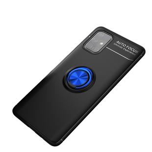 For Galaxy A71 5G Metal Ring Holder 360 Degree Rotating TPU Case(Black+Blue)