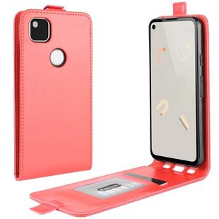 For Google Pixel 4a R64 Texture Single Vertical Flip Leather Protective Case with Card Slots & Photo Frame(Red)