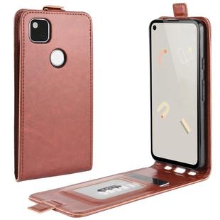 For Google Pixel 4a R64 Texture Single Vertical Flip Leather Protective Case with Card Slots & Photo Frame(Brown)