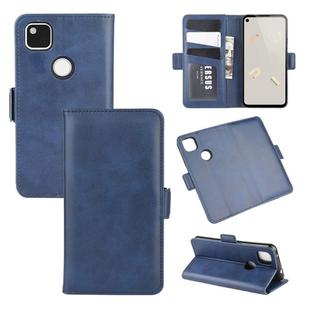 For Google Pixel 4a Dual-side Magnetic Buckle Horizontal Flip Leather Case with Holder & Card Slots & Wallet(Dark Blue)