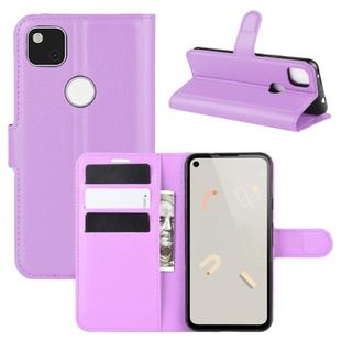 For Google Pixel 4a Litchi Texture Horizontal Flip Protective Case with Holder & Card Slots & Wallet(Purple)
