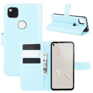 For Google Pixel 4a Litchi Texture Horizontal Flip Protective Case with Holder & Card Slots & Wallet(Blue)