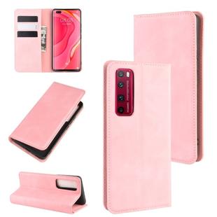 For Huawei Nova 7 Pro 5G Retro-skin Business Magnetic Suction Leather Case with Holder & Card Slots & Wallet(Pink)
