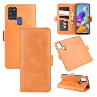 For Galaxy A21S  Dual-side Magnetic Buckle Horizontal Flip Leather Case with Holder & Card Slots & Wallet(Yellow)