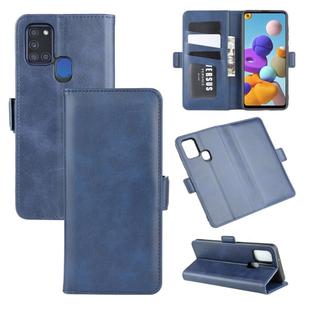 For Galaxy A21S  Dual-side Magnetic Buckle Horizontal Flip Leather Case with Holder & Card Slots & Wallet(Dark Blue)