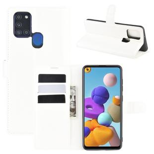 For Galaxy A21S Litchi Texture Horizontal Flip Protective Case with Holder & Card Slots & Wallet(White)