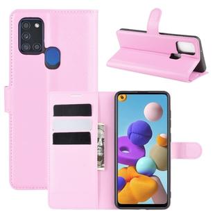 For Galaxy A21S Litchi Texture Horizontal Flip Protective Case with Holder & Card Slots & Wallet(Pink)