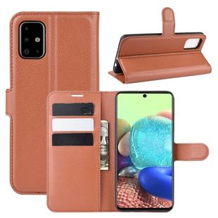 For Galaxy A71 5G Litchi Texture Horizontal Flip Protective Case with Holder & Card Slots & Wallet(Brown)