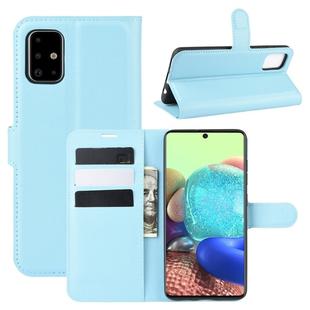 For Galaxy A71 5G Litchi Texture Horizontal Flip Protective Case with Holder & Card Slots & Wallet(Blue)