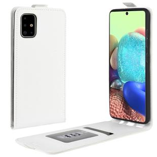 For Galaxy A71 5G R64 Texture Single Vertical Flip Leather Protective Case with Card Slots & Photo Frame(White)