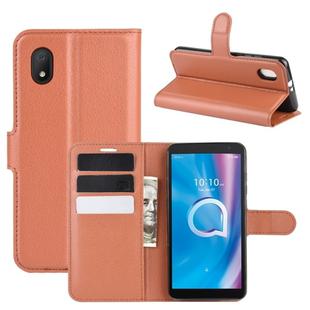 For alcatel 1B (2020) Litchi Texture Horizontal Flip Protective Case with Holder & Card Slots & Wallet(Brown)