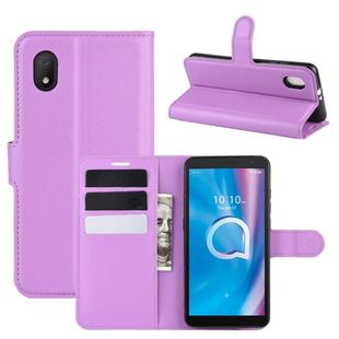 For alcatel 1B (2020) Litchi Texture Horizontal Flip Protective Case with Holder & Card Slots & Wallet(Purple)