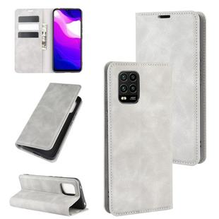 For Xiaomi Mi 10 Lite 5G Retro-skin Business Magnetic Suction Leather Case with Holder & Card Slots & Wallet(Grey)