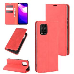 For Xiaomi Mi 10 Lite 5G Retro-skin Business Magnetic Suction Leather Case with Holder & Card Slots & Wallet(Red)