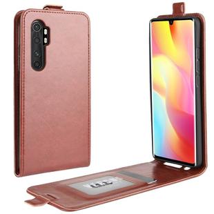 For Xiaomi Mi Note 10 Lite R64 Texture Single Vertical Flip Leather Protective Case with Card Slots & Photo Frame(Brown)