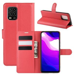 For Xiaomi Mi 10 Lite 5G Litchi Texture Horizontal Flip Protective Case with Holder & Card Slots & Wallet(Red)