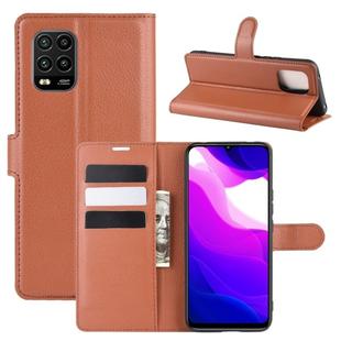 For Xiaomi Mi 10 Lite 5G Litchi Texture Horizontal Flip Protective Case with Holder & Card Slots & Wallet(Brown)